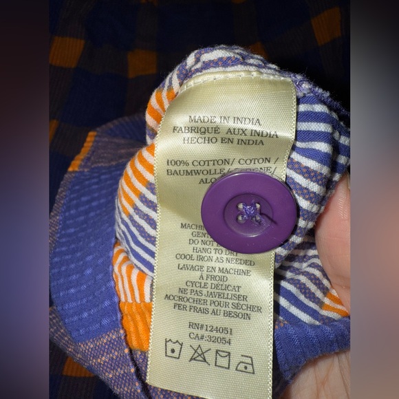 Anthropologie Porridge Preppy Plaid Indie WideLeg Pant Purple & Orange Sz M EUC - Picture 10 of 14